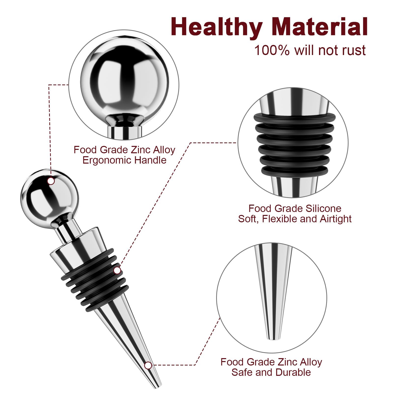 3 Pcs Wine Stopper Bottle Stopper Wine Saver view 2