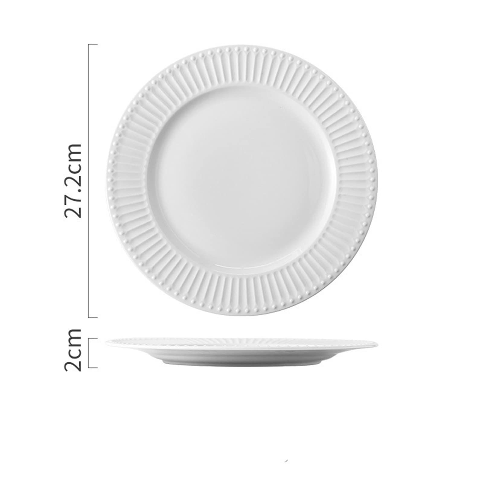 Dinner Plates Ceramic Dinner Plate Rice Soup Bowl White Relief Tableware Round view 4