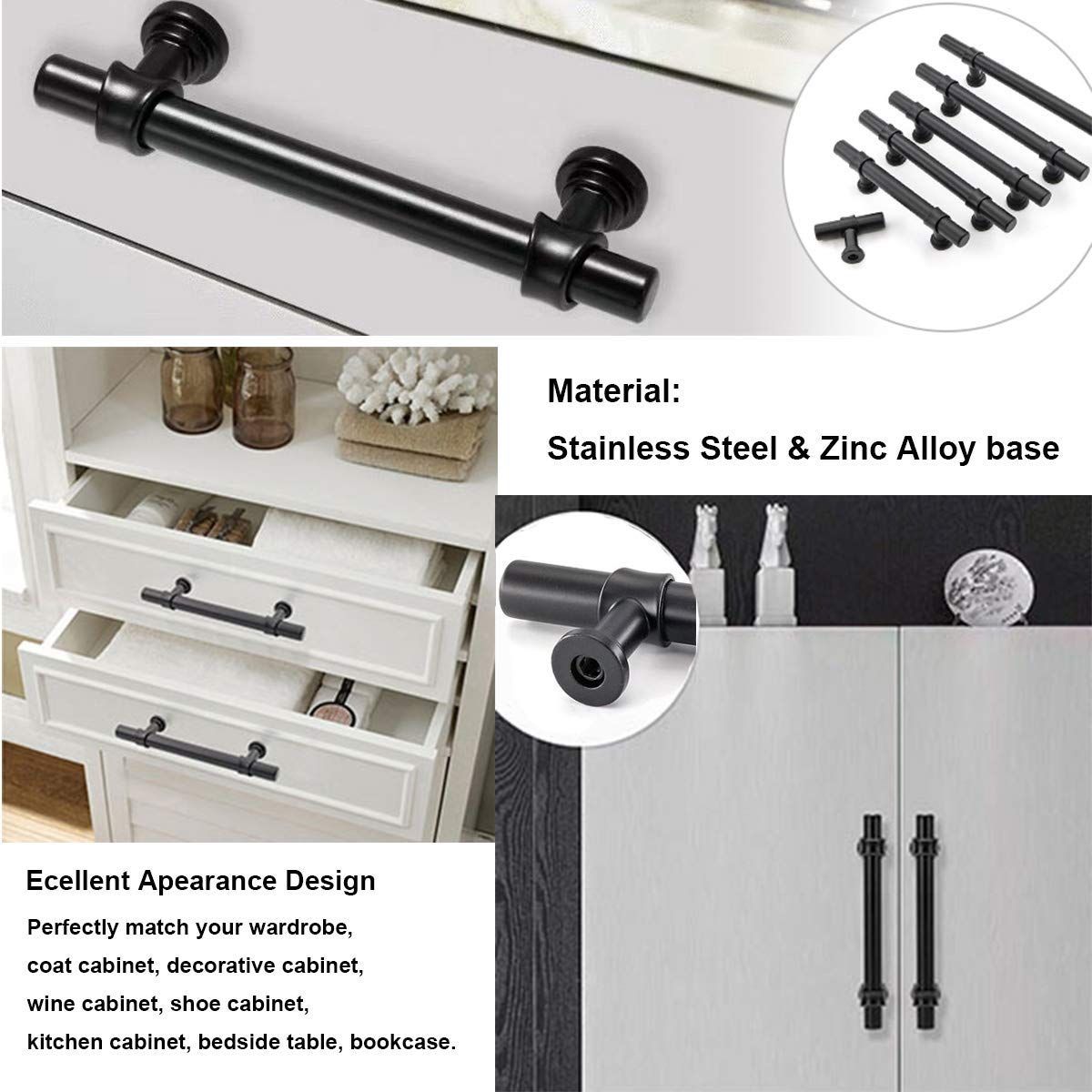 2Pack Cabinet Handles Black Cabinet Pulls Matte Black kitchen cabinet handles view 2