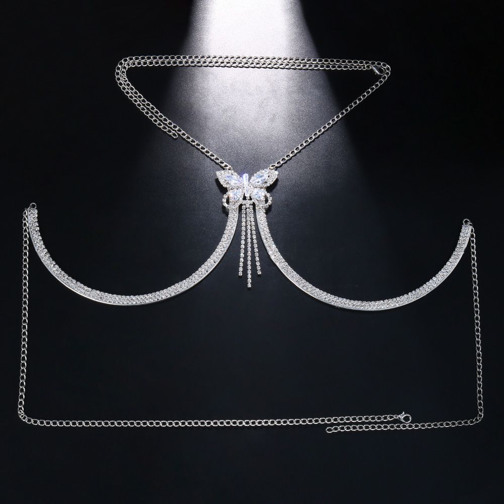 Rhinestone Chest Bracket Bra Chain Body Jewelry Breast Body Chain Heart Bikini view 4
