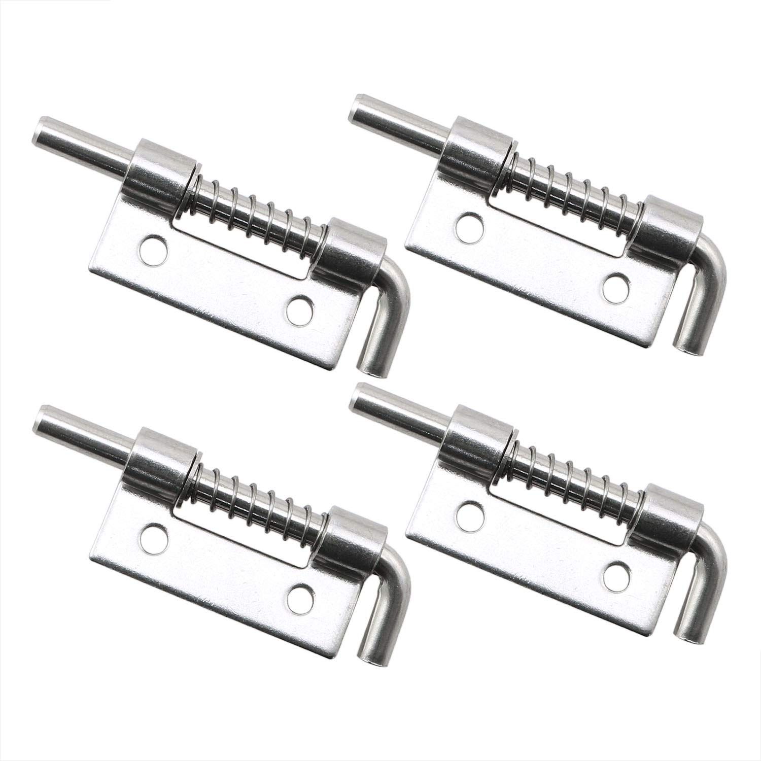 4pcs 304 Stainless Steel Flat Pin Hinge Spring Latch Movable Spring Bolt Hinge