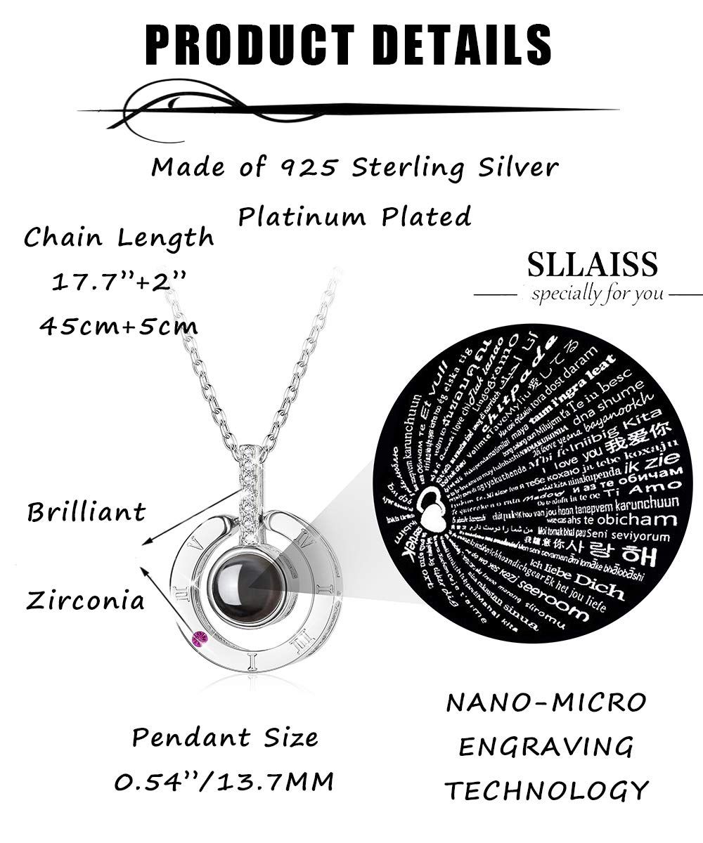 100 Languages Necklace for Women Men 925 Sterling Silver I Love You Necklace view 4