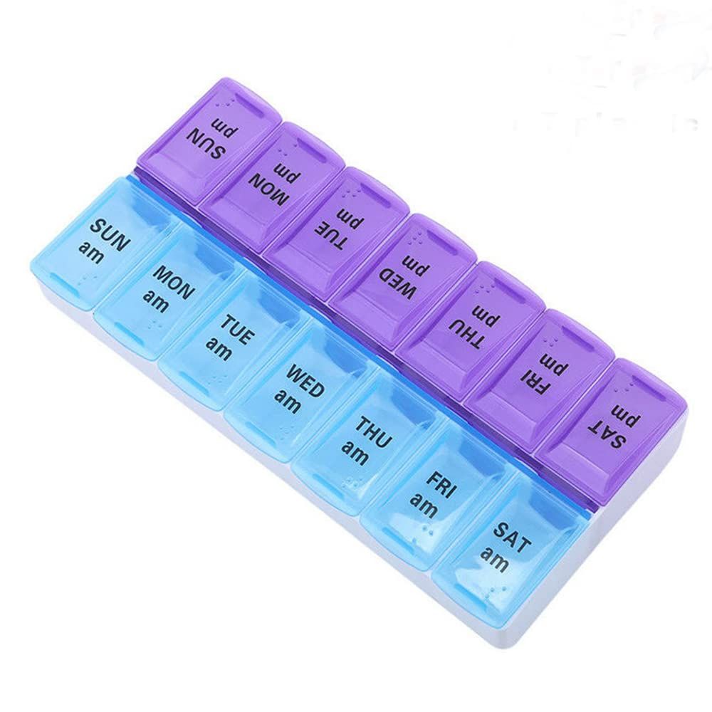 Weekly Pill Organizer 2 Times A Day 7 Day Pill Box Holder Large Daily Medicine view 2