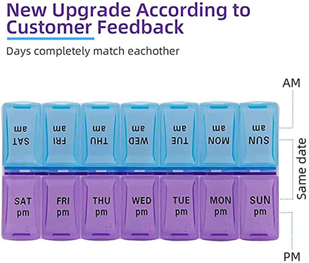 Weekly Pill Organizer 2 Times A Day 7 Day Pill Box Holder Large Daily Medicine view 5