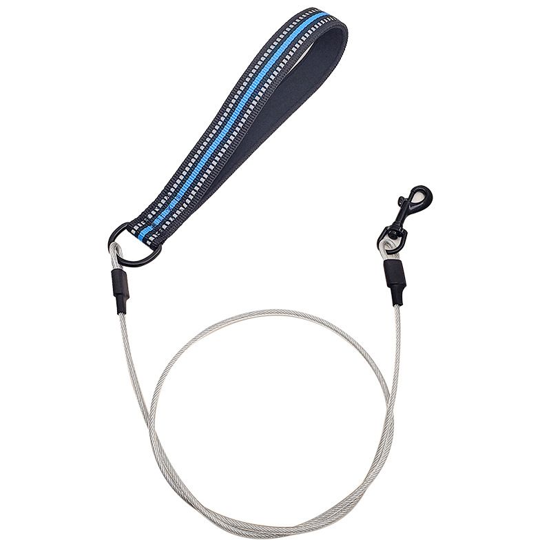 Chew Proof Dog Leash, 4 ft Steel Cable Dog Lead with Reflective Soft Padded — image 1