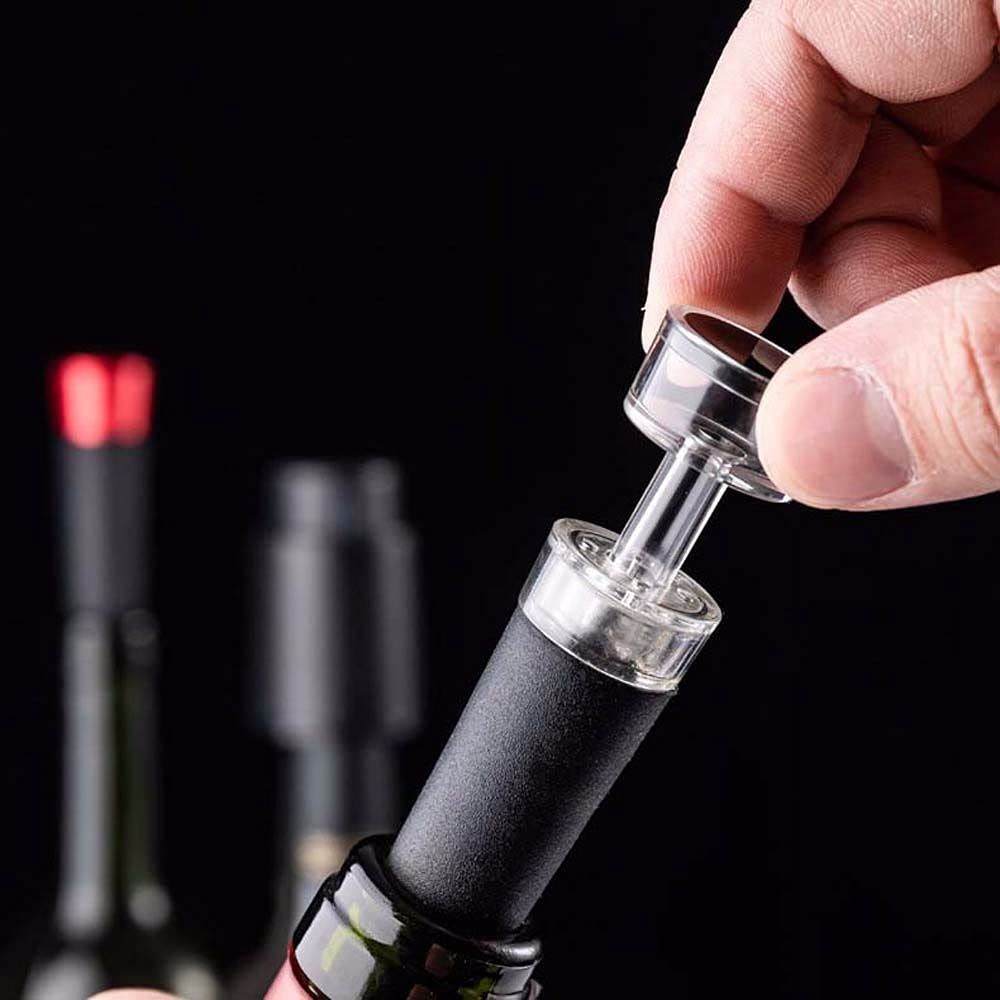 Built in vacuum pump leak proof wine bottle sealer silicone cap view 5