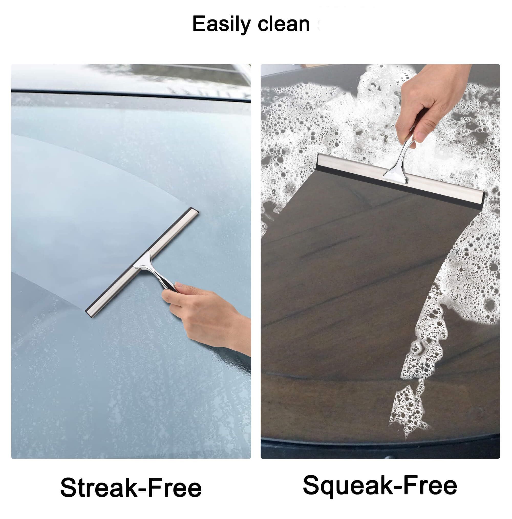 Stainless Steel Shower Squeegee 10 Inches Silicone Blade Clean Tool with view 4