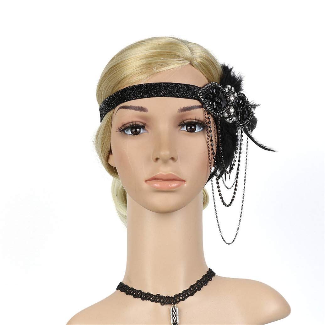 Single Party Feather Headgear Headband Makeup Ball Feather Headgear Diamond view 2
