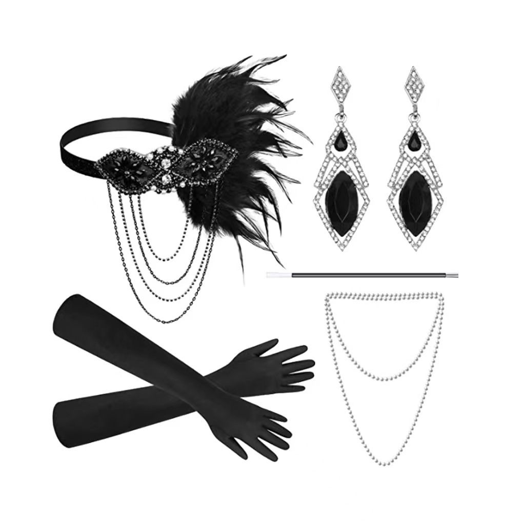 Single Party Feather Headgear Headband Makeup Ball Feather Headgear Diamond view 5