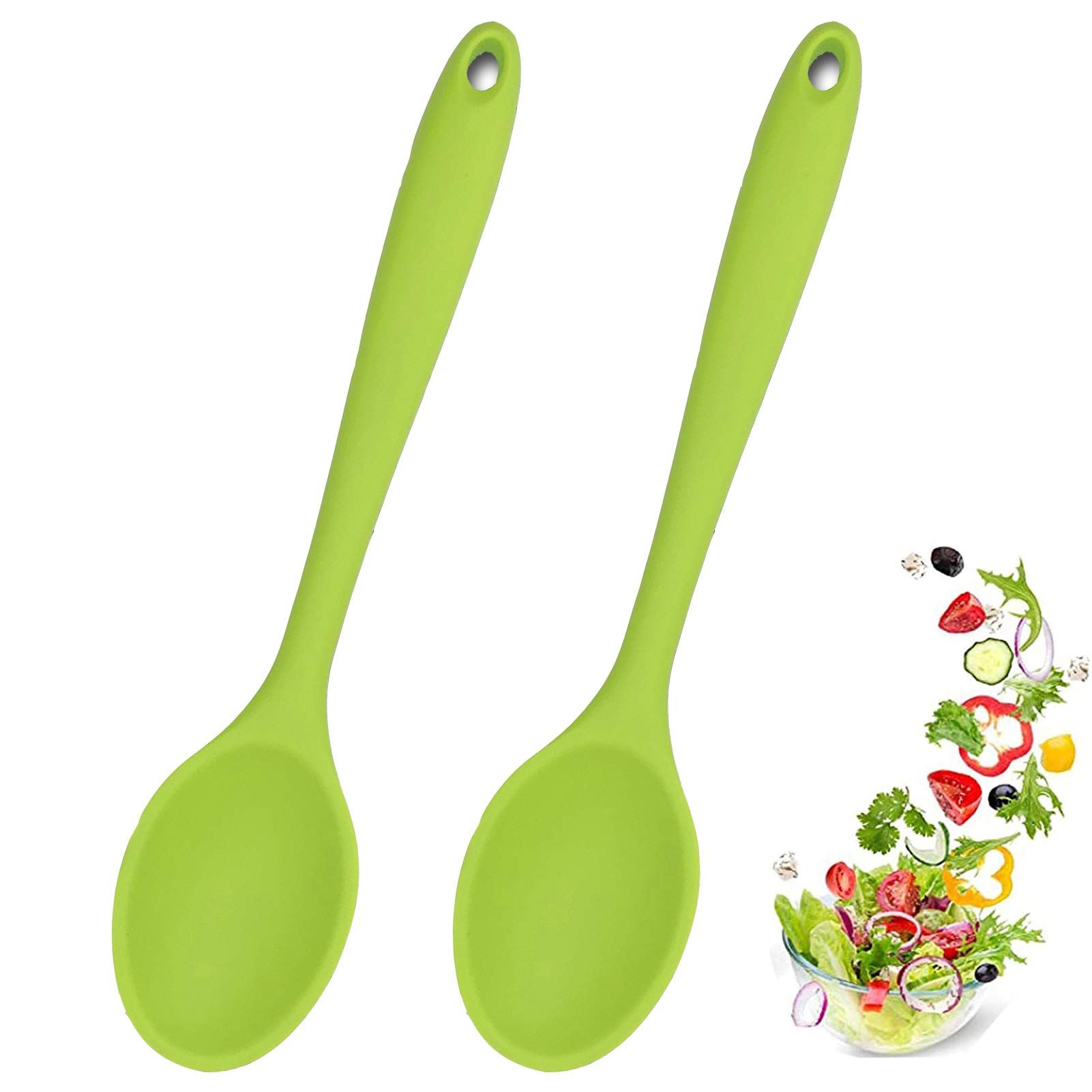 2 Pcs Hygienic Design Cooking Utensi Mixing Spoons for Kitchen Cooking Baking
