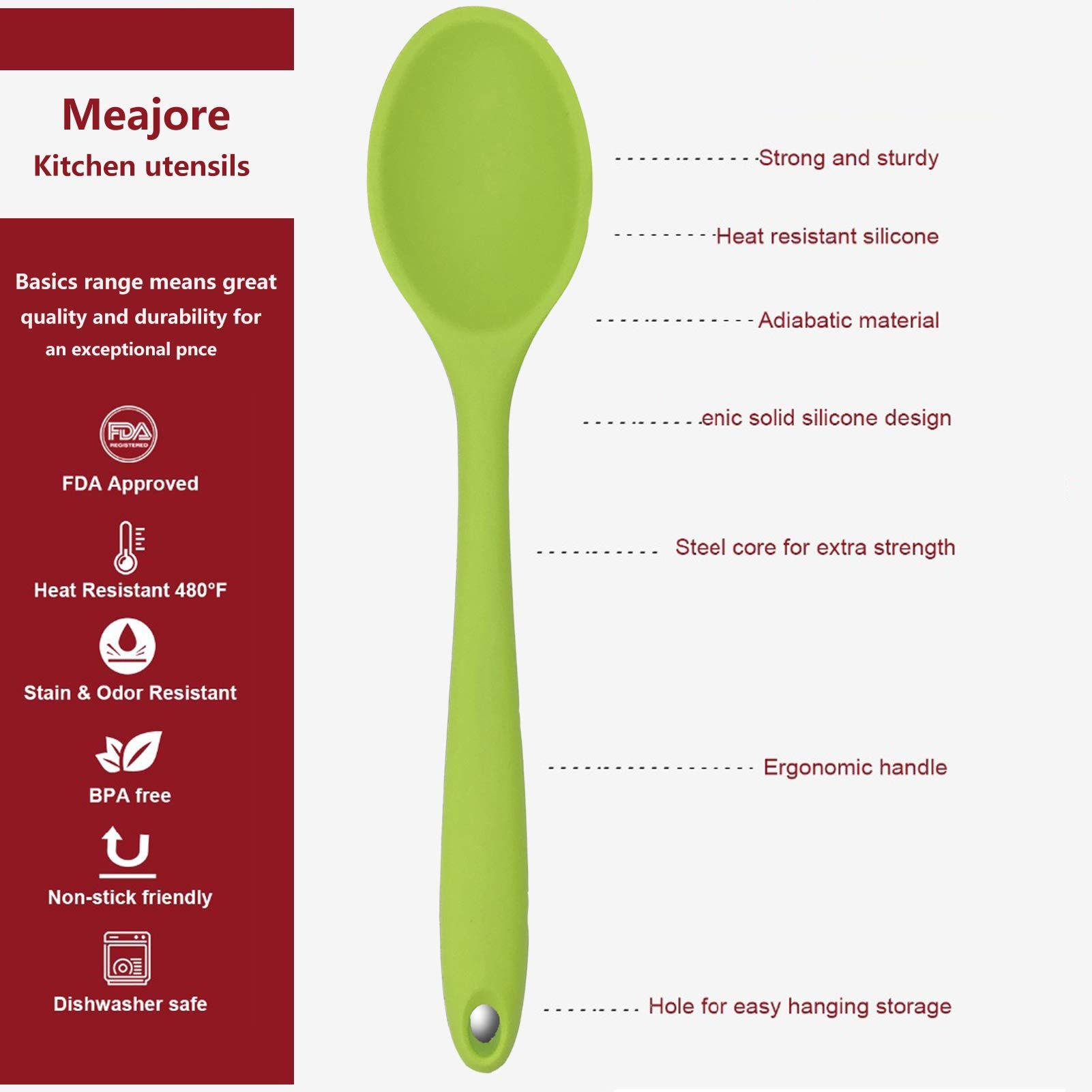 2 Pcs Hygienic Design Cooking Utensi Mixing Spoons for Kitchen Cooking Baking view 5