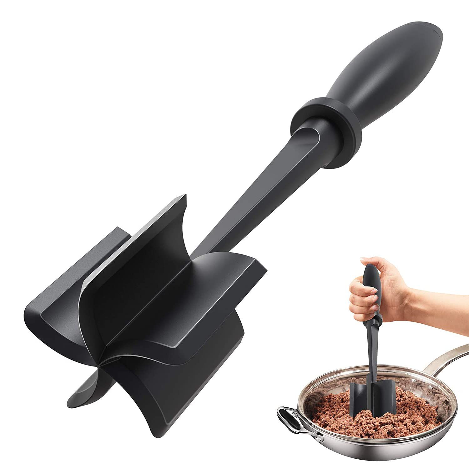 Upgrade Meat Chopper, Heat Resistant Meat Masher for Hamburger Meat, Ground view 4