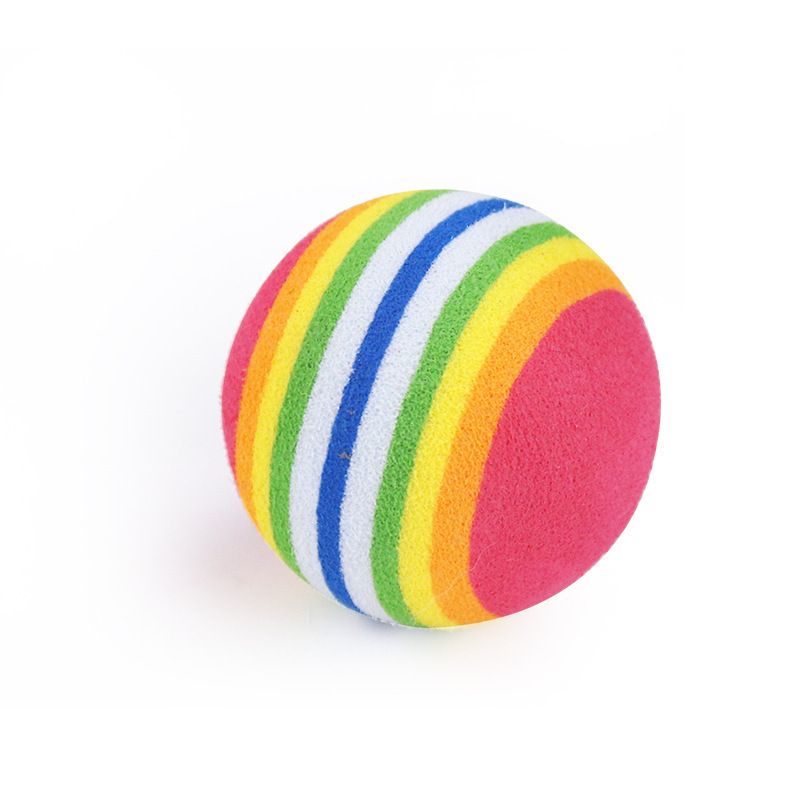 6pcs 1.38" Red Rainbow Cat Toy Balls Soft EVA Foam Interactive Indoor Kittens view 2