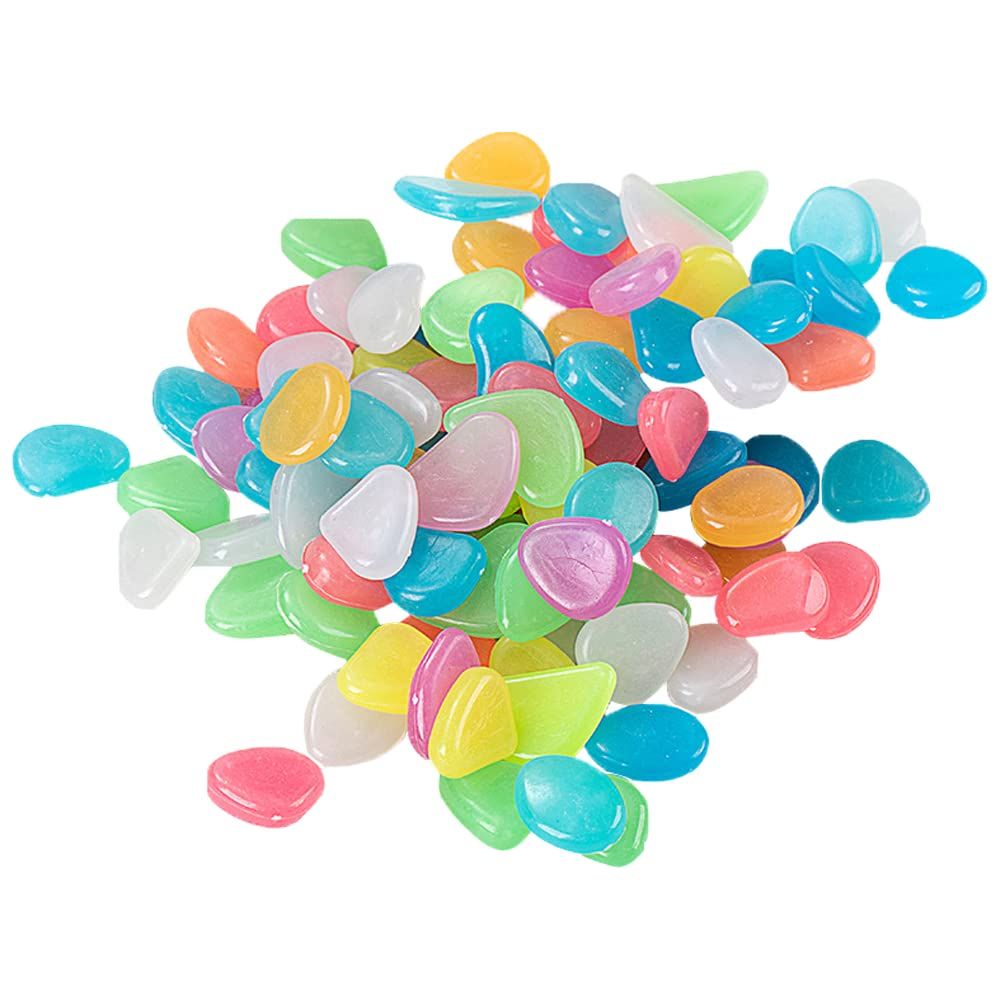 100pcs Glowing Pebbles Luminous Stone for Garden Pebbles Gravel Garden Pathway