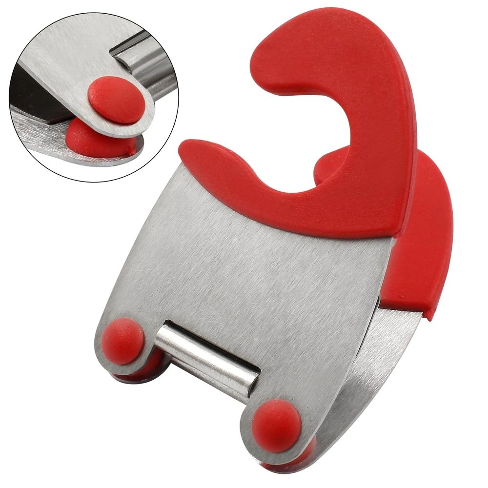 Red Pot Clip Holder, Stainless Steel Utensil Rest with Plastic Rubber, Pot