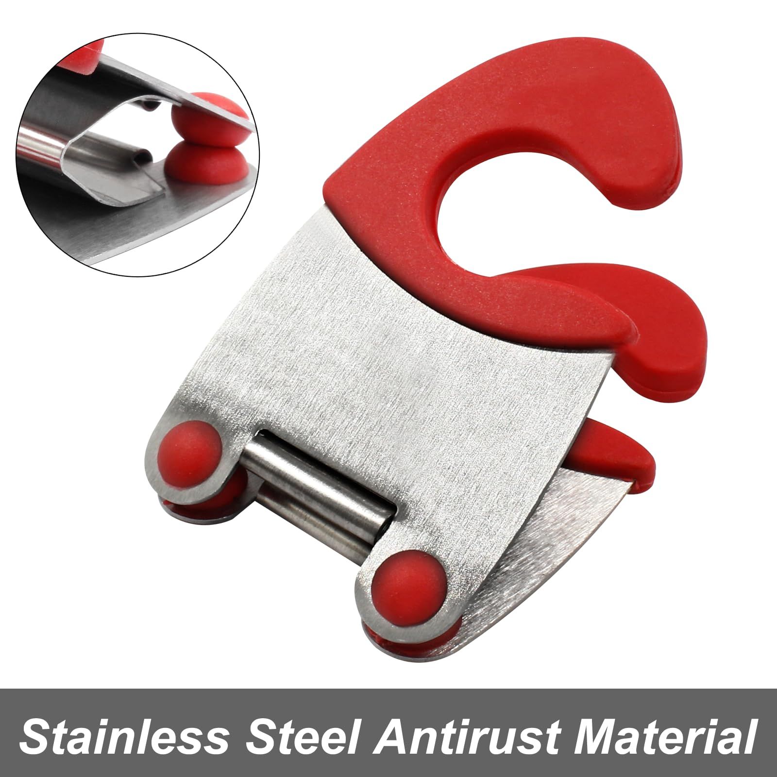 Red Pot Clip Holder, Stainless Steel Utensil Rest with Plastic Rubber, Pot view 3
