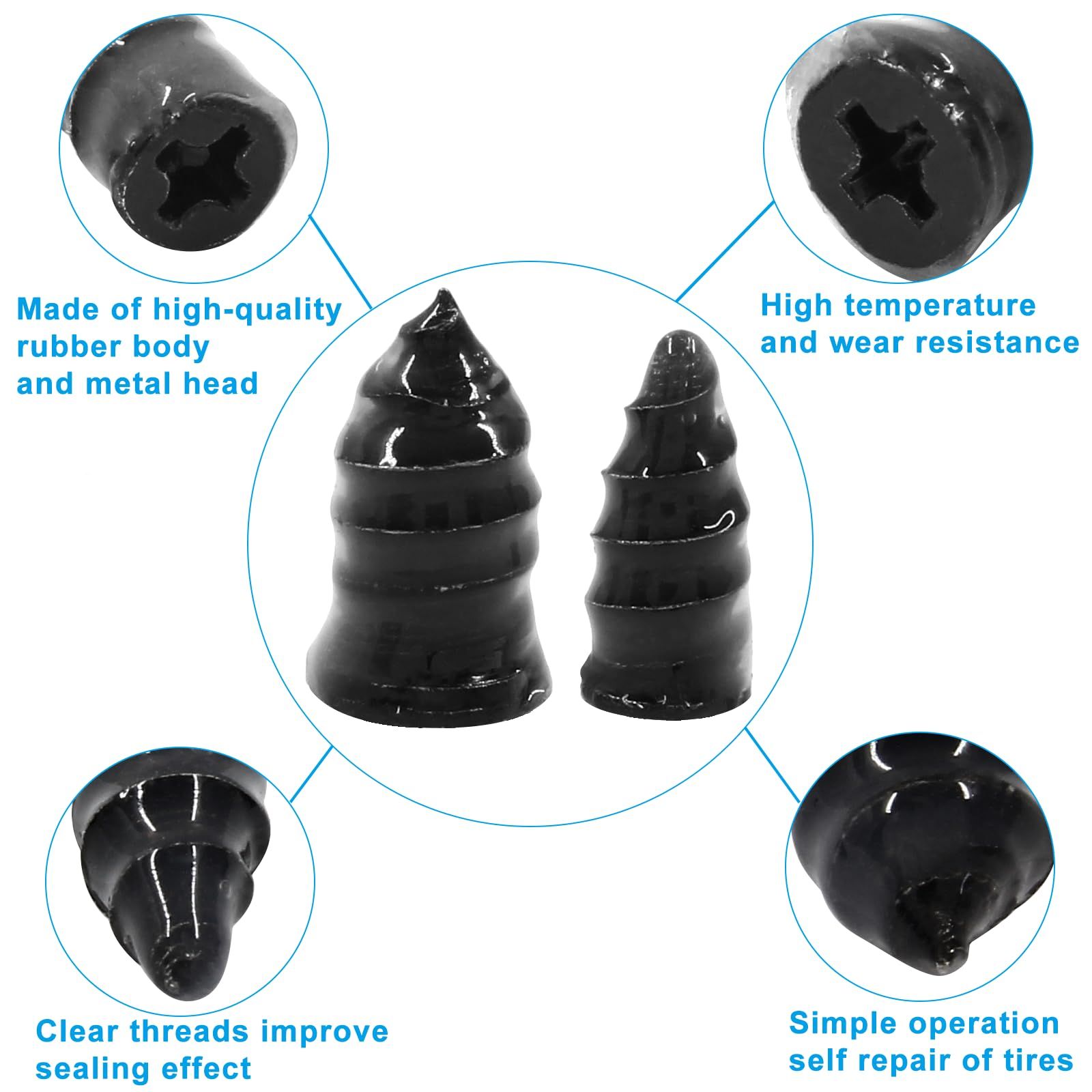 10PCS Black Rubber Tire Repair Screws Tire Plugs view 4