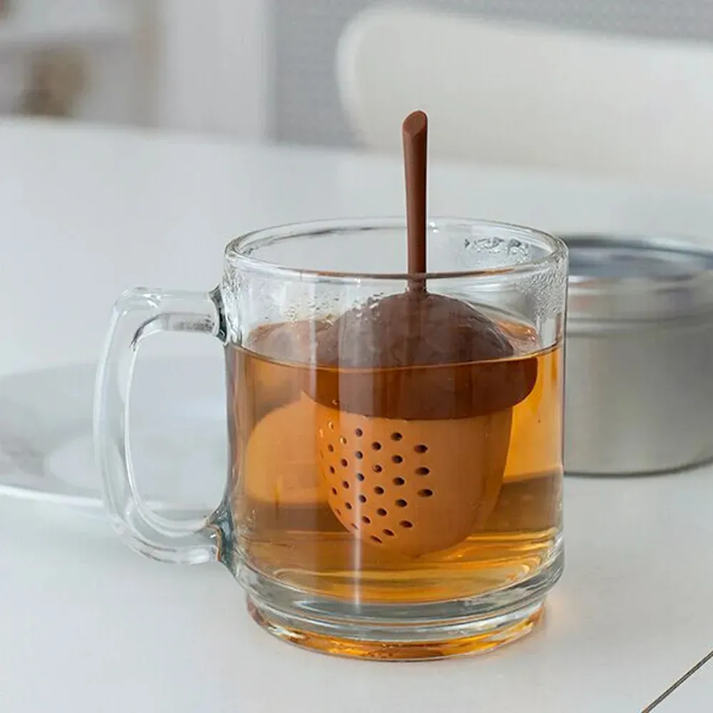 Animal cute tea filter creative silicone tea filter reusable long handle loose view 5