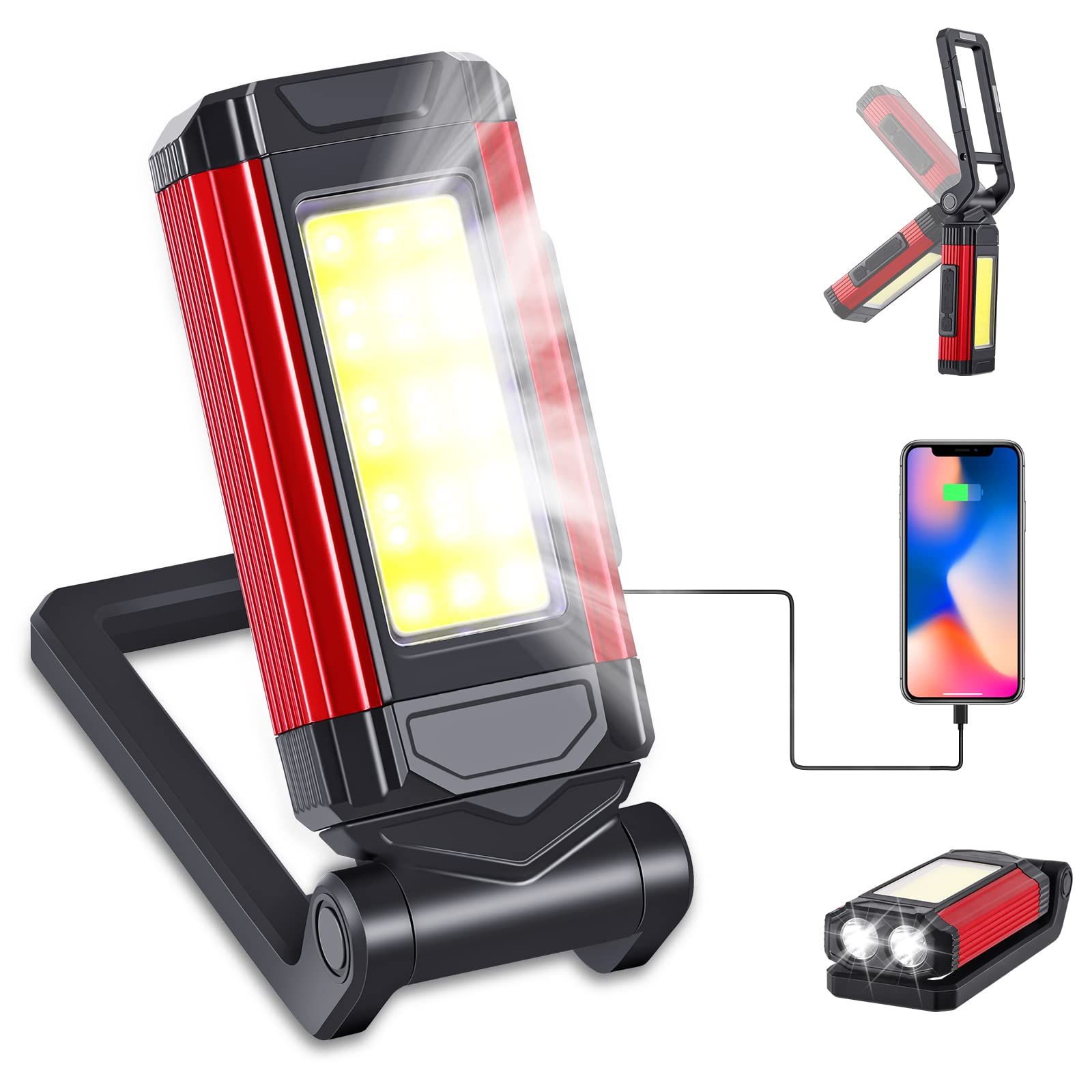 LED Magnetic Torch, Portable Foldable Flashlight Inspection Lamp Rechargeable