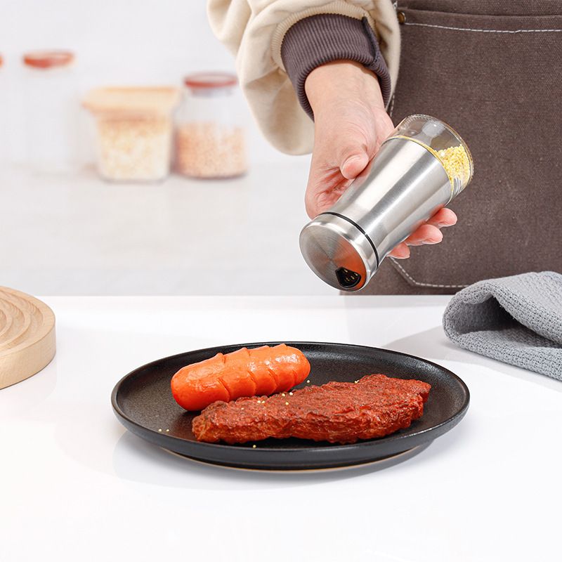 The Original Salt and Pepper Shakers set - Silver- Spice Dispenser with view 2