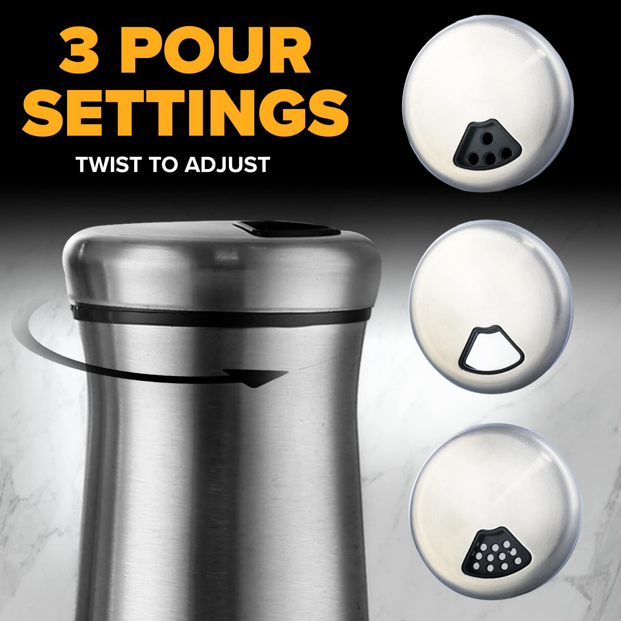The Original Salt and Pepper Shakers set - Silver- Spice Dispenser with view 4
