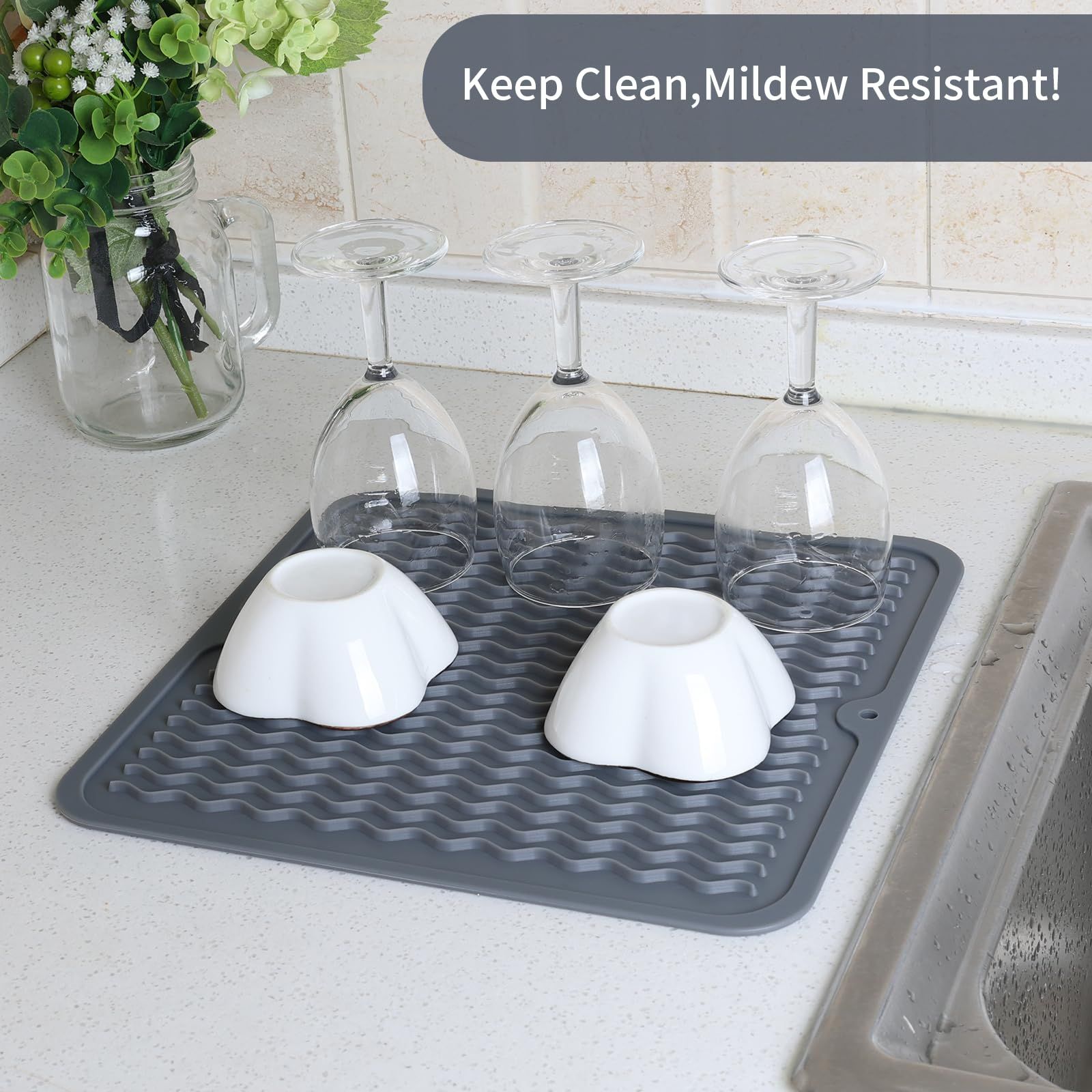 Silicone Dish Drying Mat for Kitchen Counter view 5
