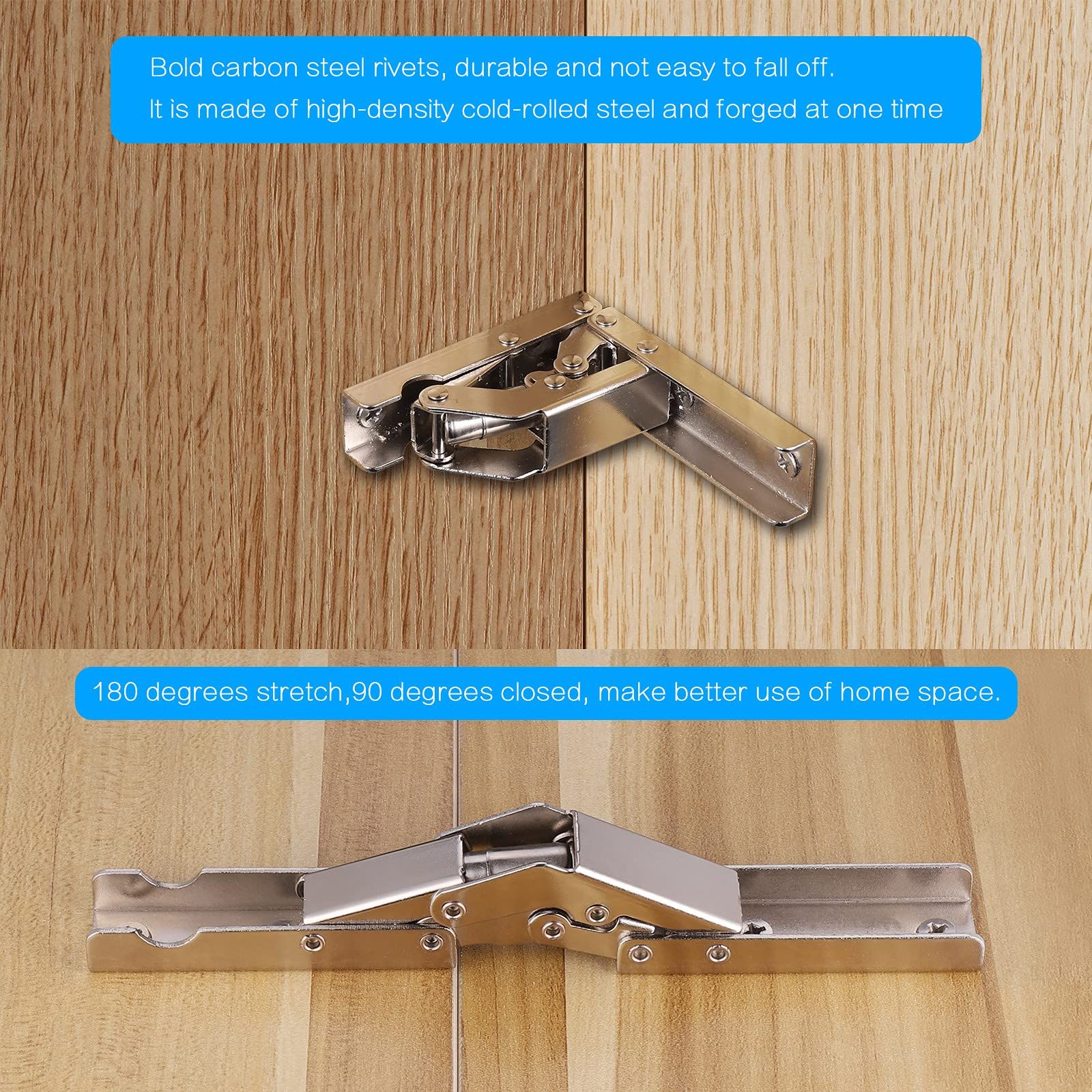 90/170 Degree Soft Close Folding Shelf Hinge with 16 Screws view 2