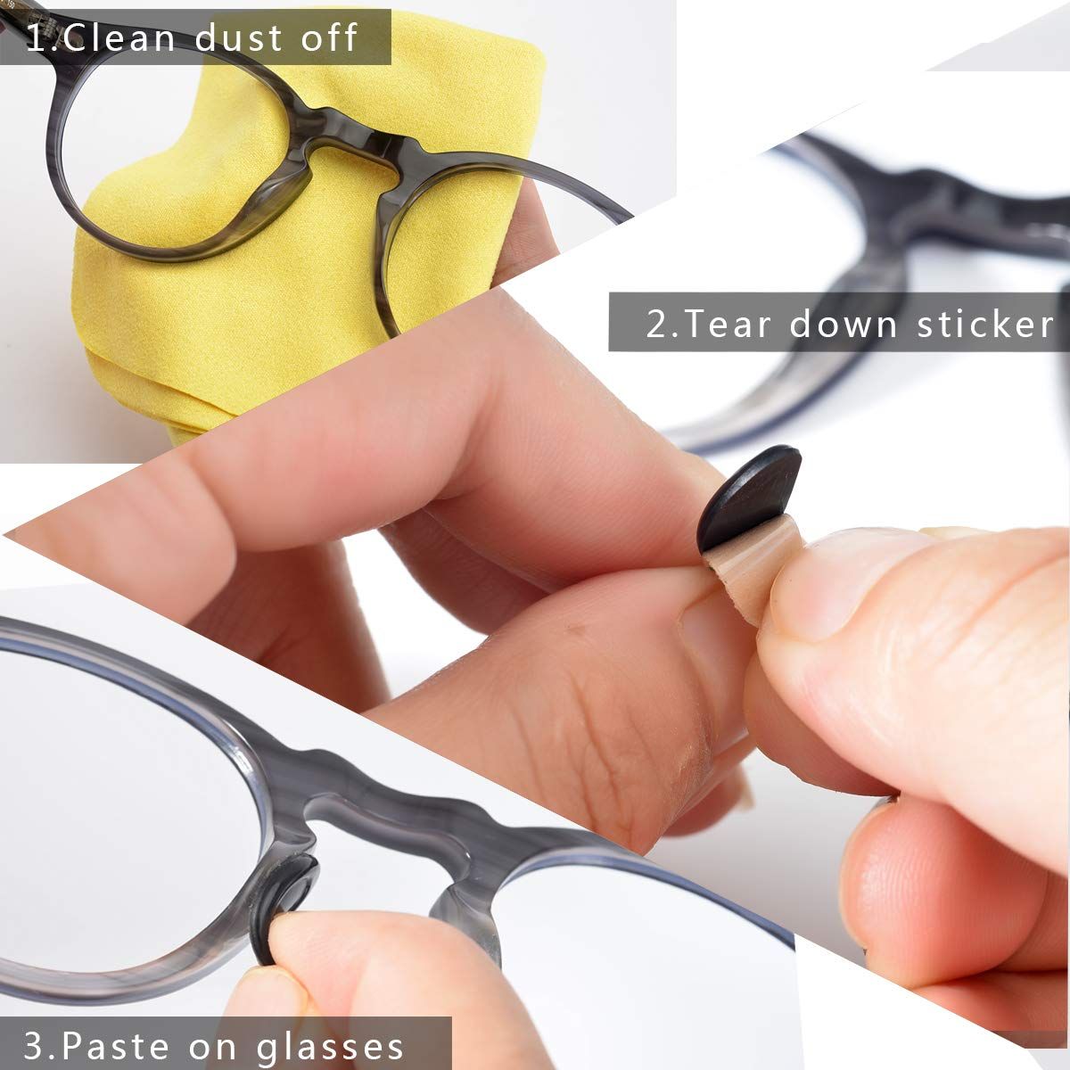 Adhesive Nose Pad, 10 Pairs Eyeglass Nose Pads Stick On Silicone Anti-Slip for view 4