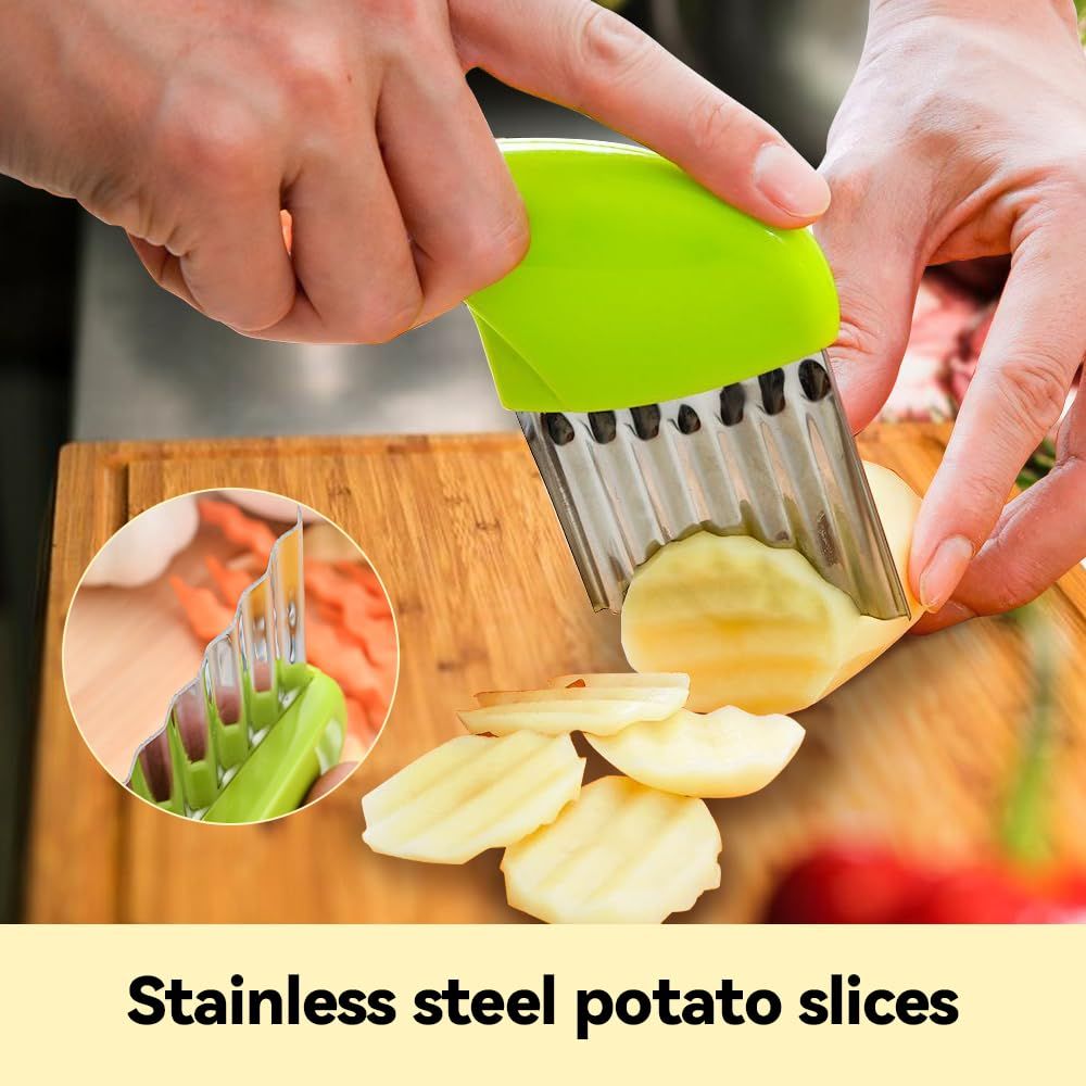 Stainless Steel Potato Carrot Chip Vegetable Crinkle Wavy Chopper Cutter view 5