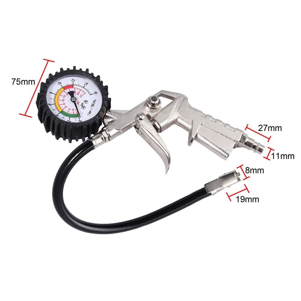2-1/2" Dial Wheel Inflator Gage with Straight Brass Lock-on Chuck Compatible view 2