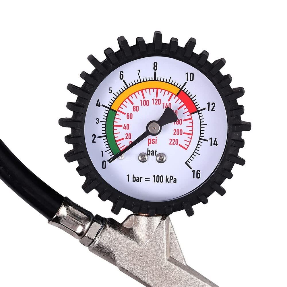 2-1/2" Dial Wheel Inflator Gage with Straight Brass Lock-on Chuck Compatible view 5