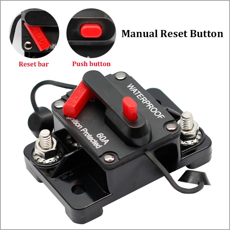 Car yacht RV protector manual self recovery 30A-300A power switch fuse seat view 2