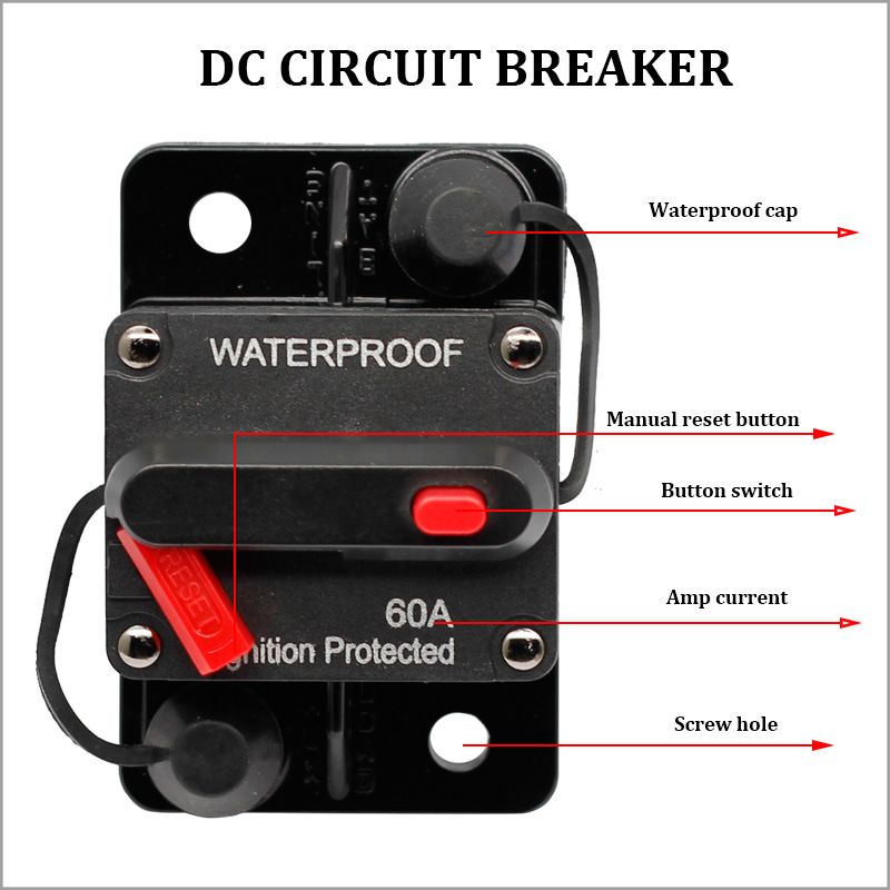 Car yacht RV protector manual self recovery 30A-300A power switch fuse seat view 4