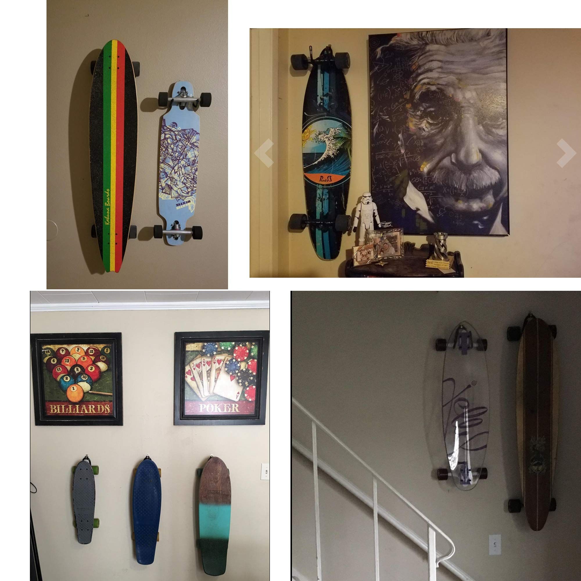 Skateboard wall mounted clothes rack view 4