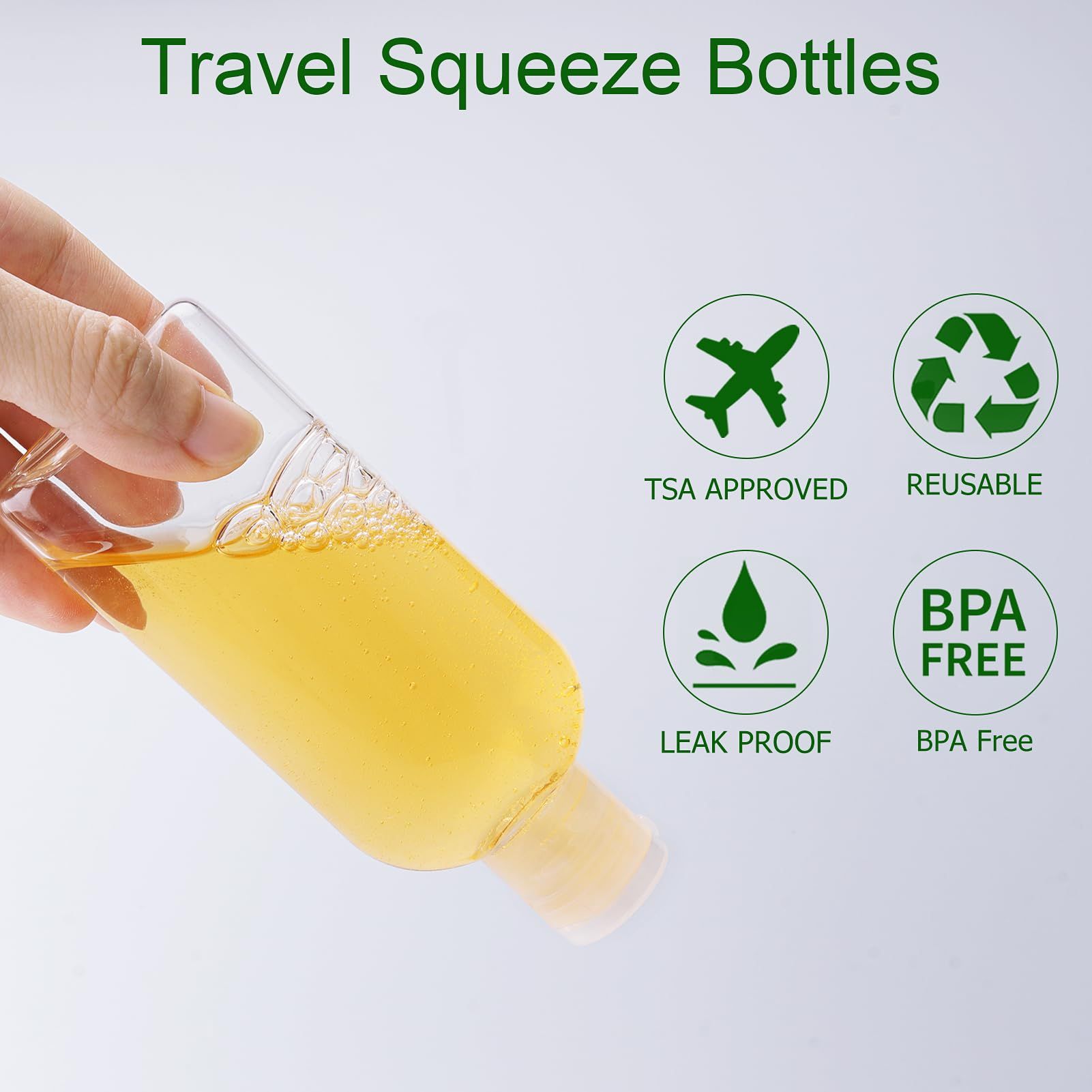 Travel Size Containers Plastic Travel Bottles Leak Proof Squeeze Bottles with view 3