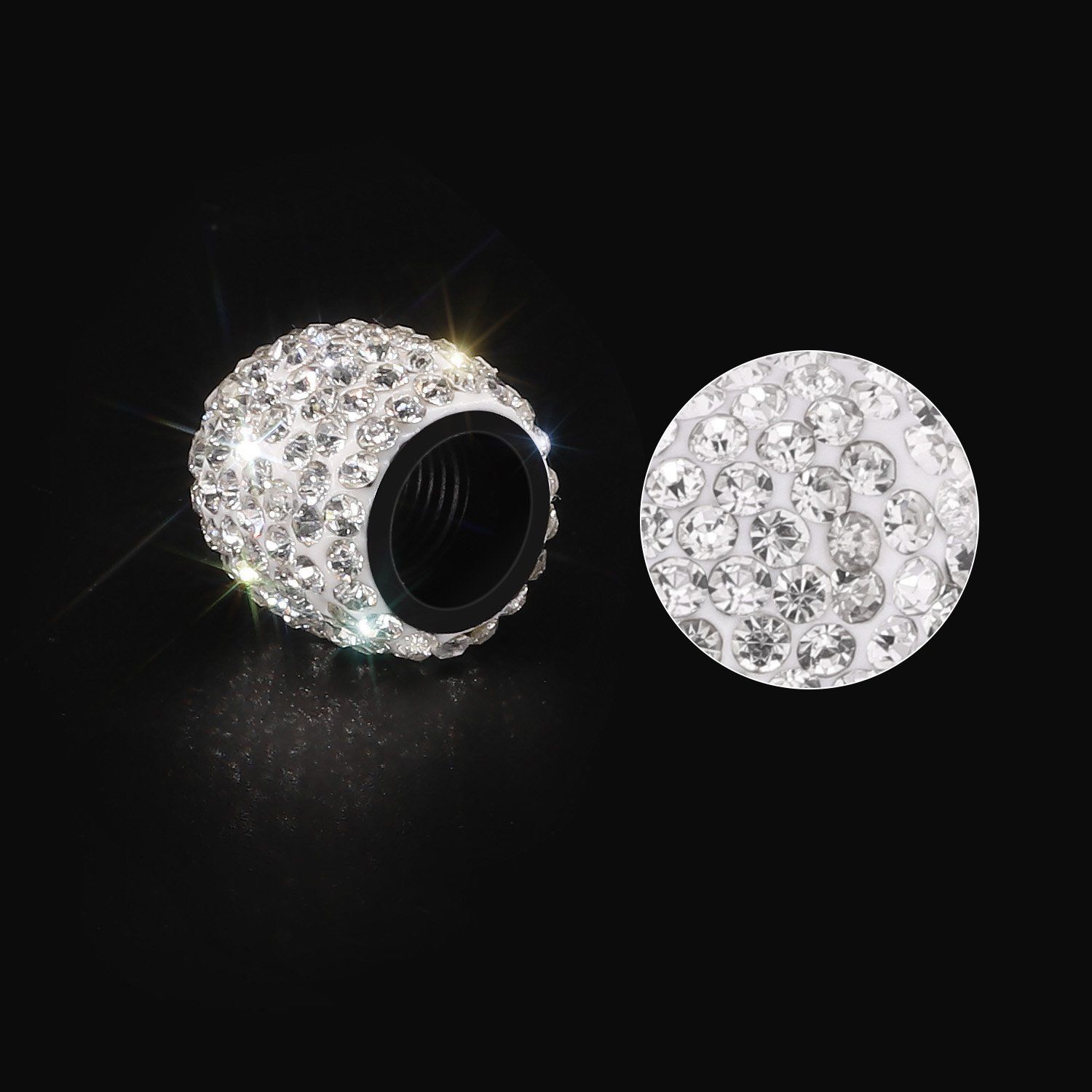 Valve Caps, 4 Pack Handmade Crystal Rhinestone Tire Caps, Attractive Dustproof view 4