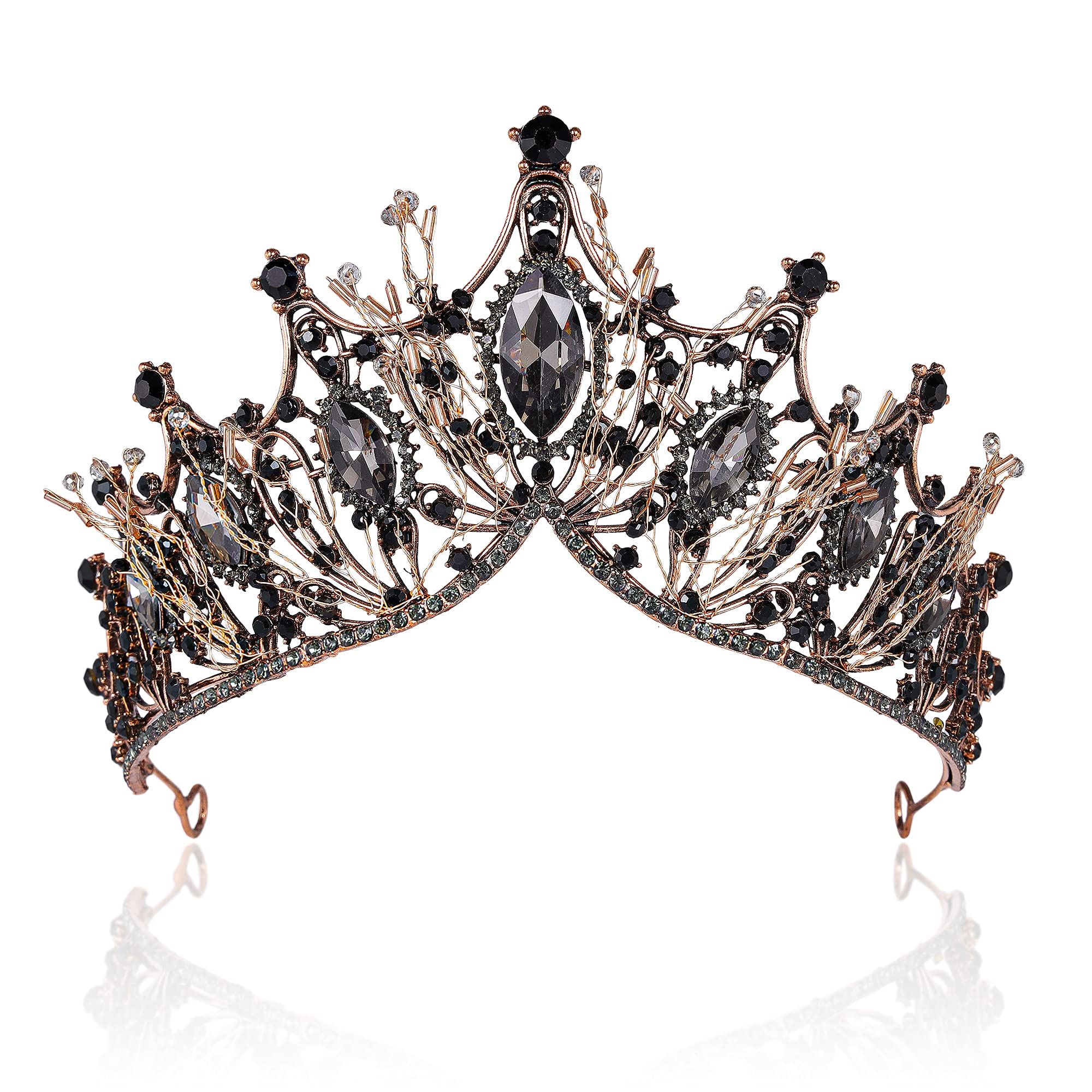Baroque Black Queen Crowns for Women