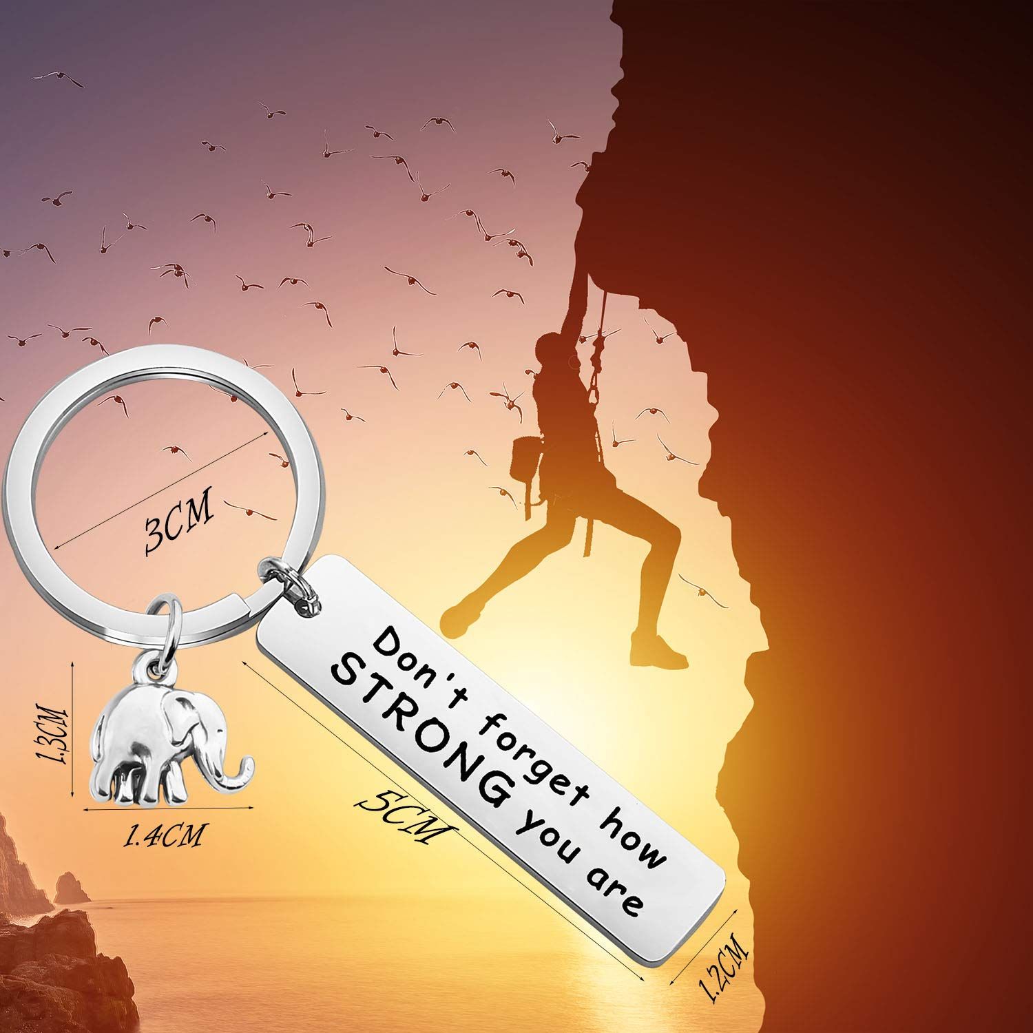 Elephant Keychain Never Forget How Strong You Are Strength Jewelry Uplifting view 5