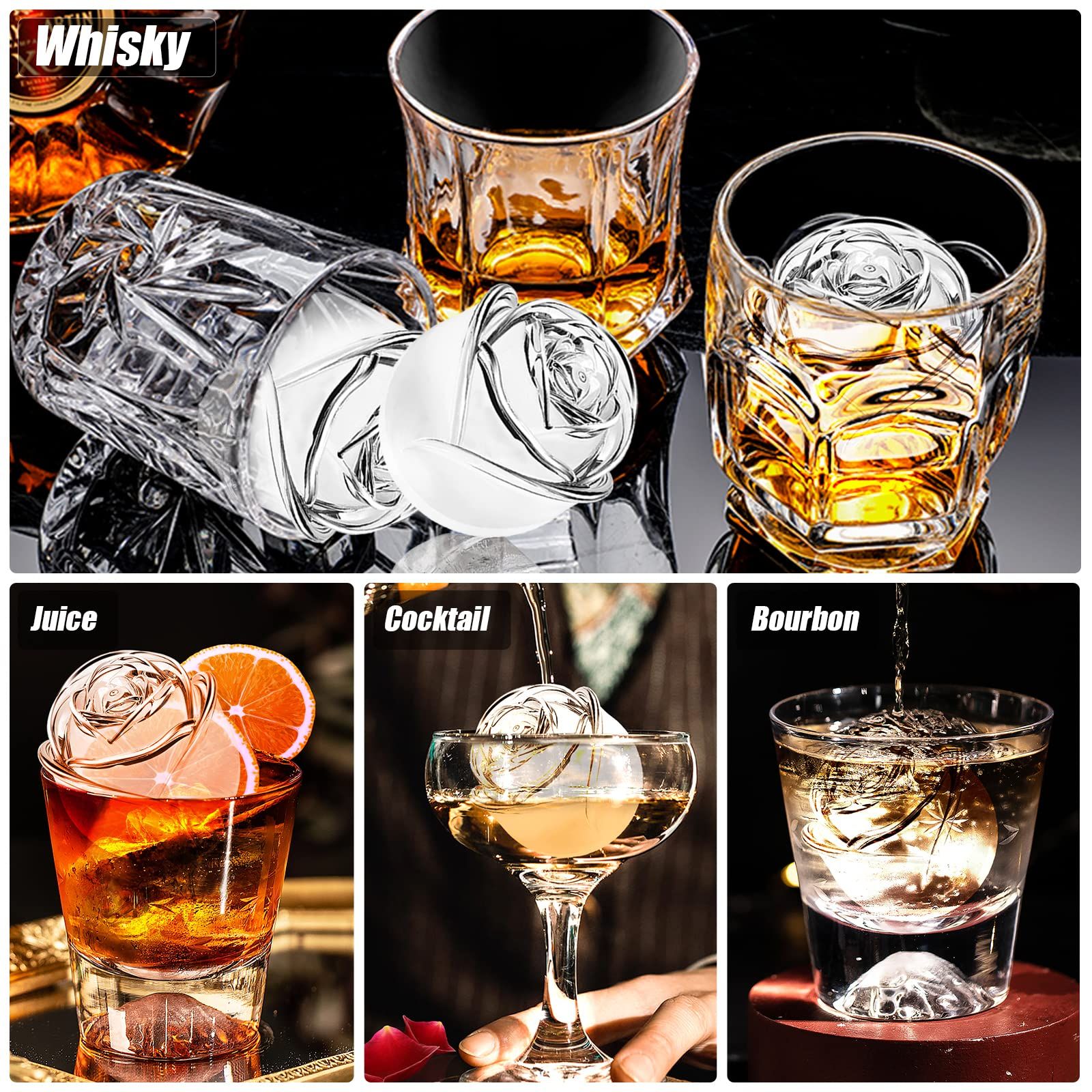 3D Rose Ice Molds Large Ice Cube Trays view 4