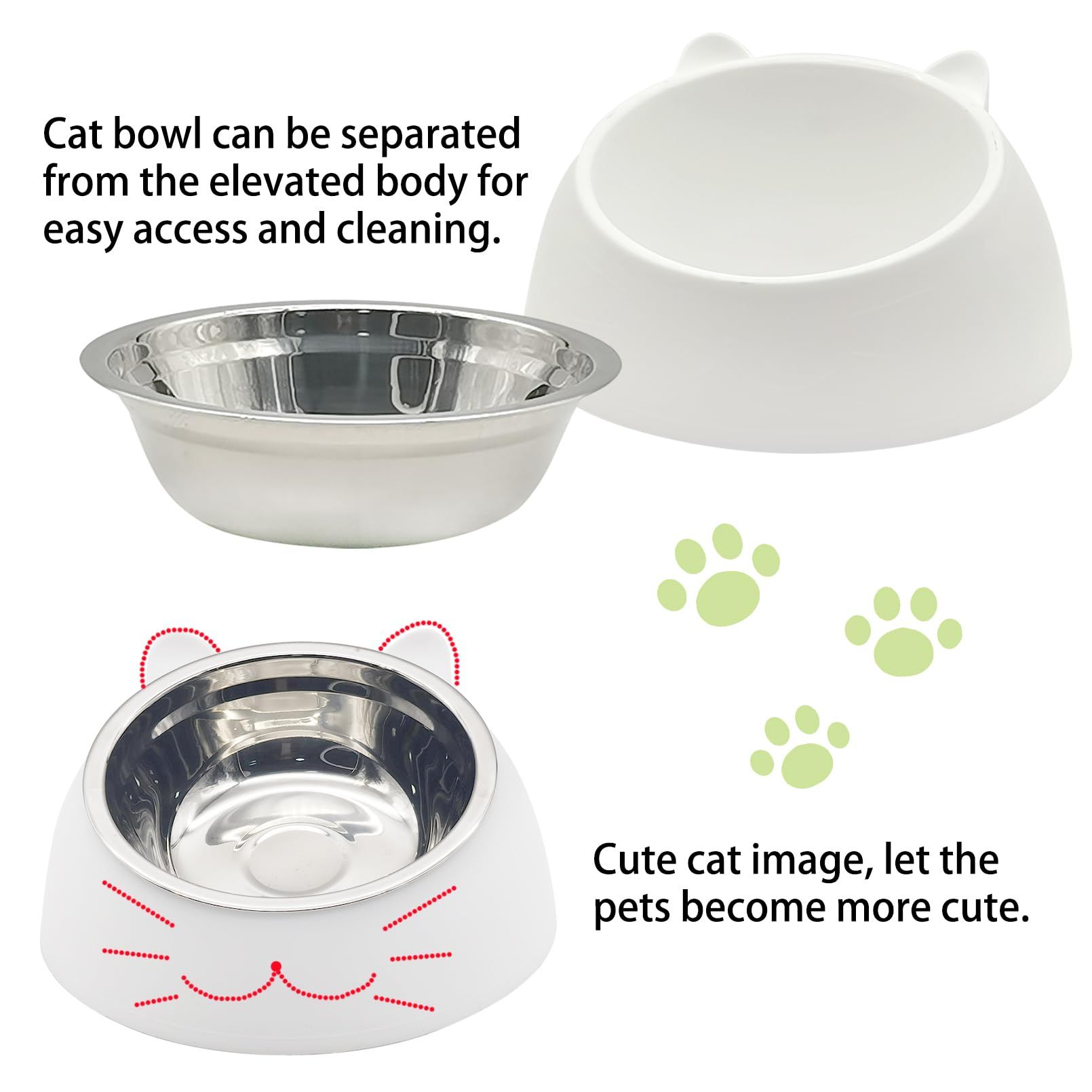 Pet Feeder Raised Water Food Feeder Stainless Steel Tilted Elevated Drinking view 5