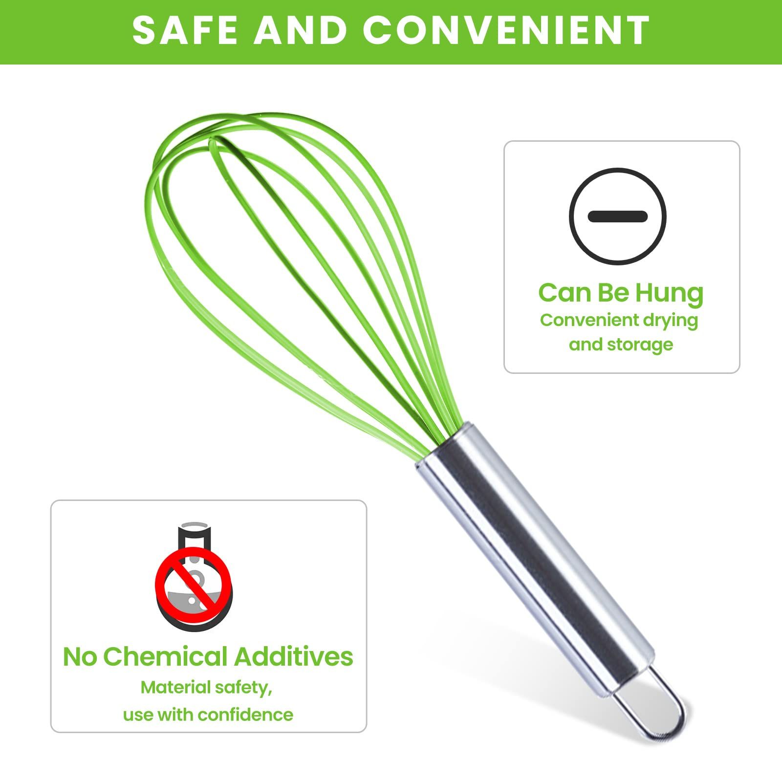 Silicone Whisks, 8 In Whisks for Cooking, Silicone Kitchen Whisks with view 3