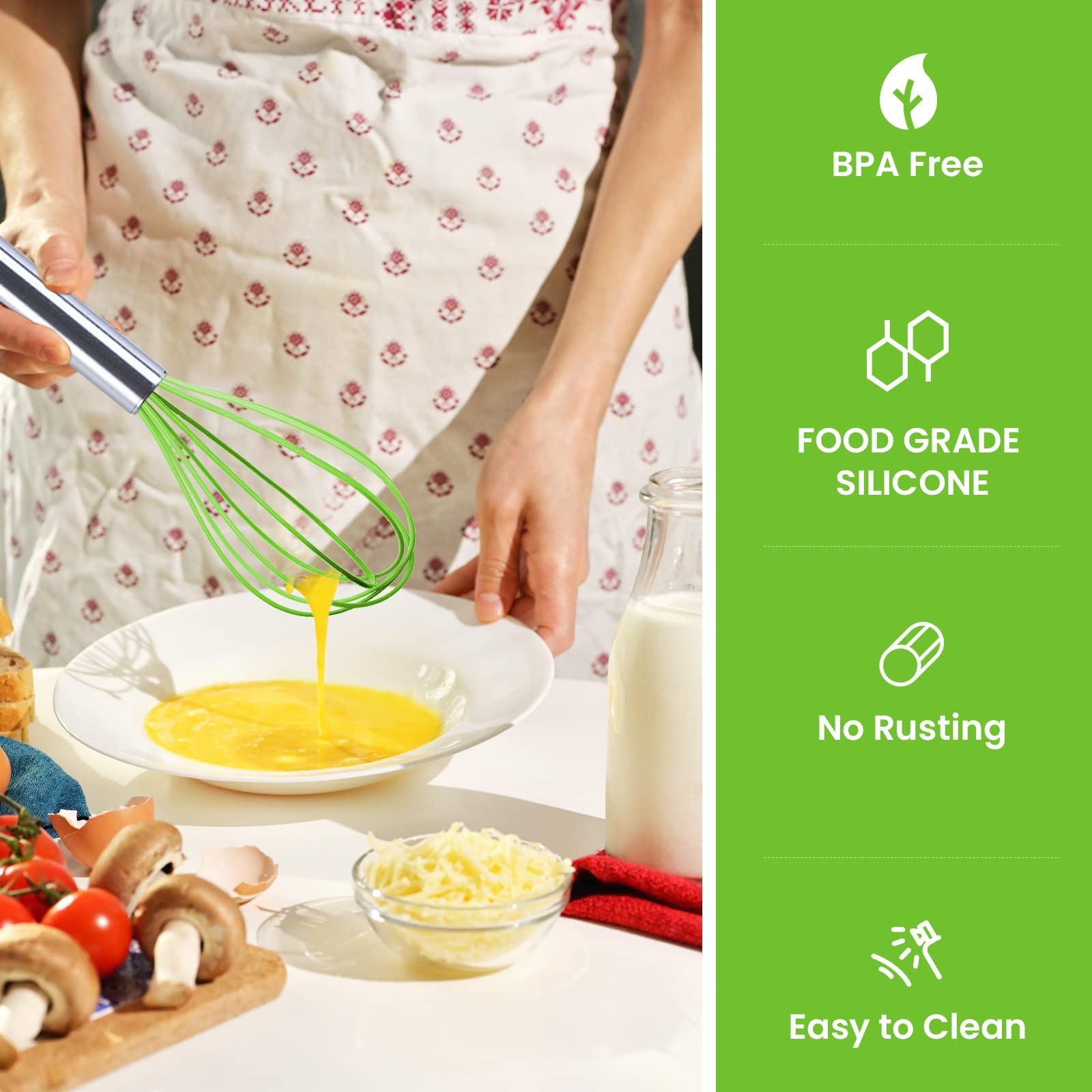 Silicone Whisks, 8 In Whisks for Cooking, Silicone Kitchen Whisks with view 4