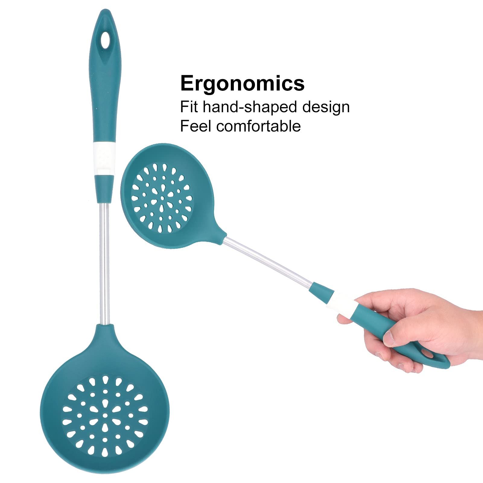 Silicone Cooking Utensils Set with Stainless Steel view 2
