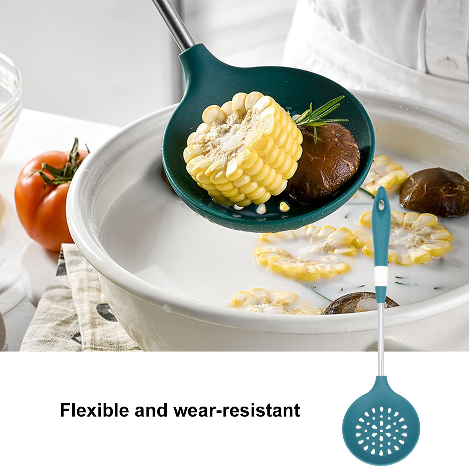 Silicone Cooking Utensils Set with Stainless Steel view 3