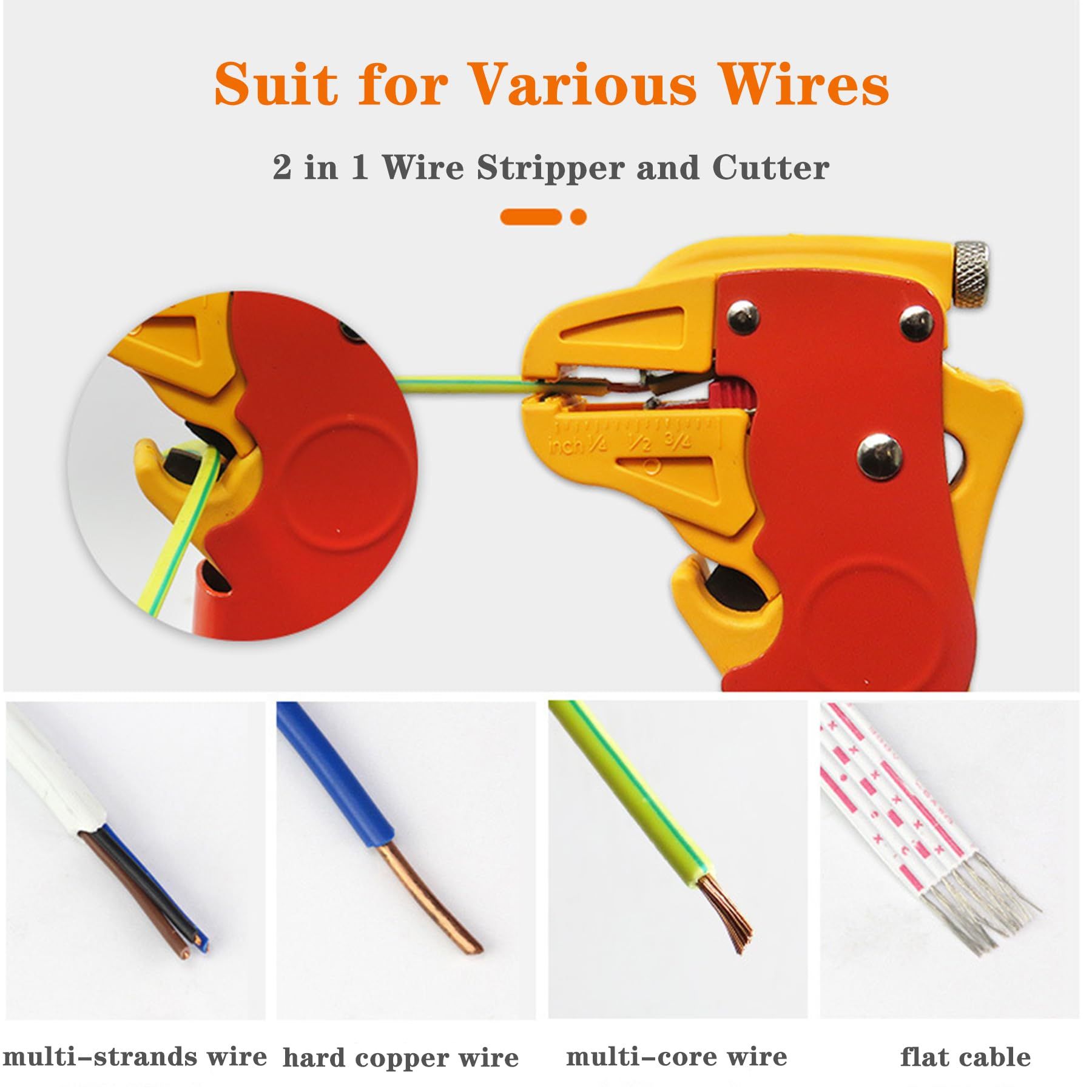 Wire Stripper, 2 in 1 Wire Stripper Tool Adjustable Cable Cutter for DIY view 3