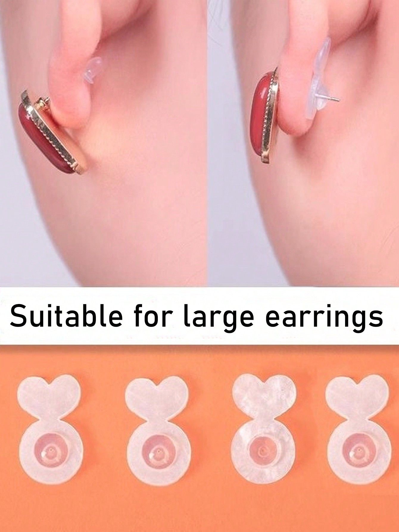 8Pcs Silicone Earring Lifters invisible Earring Back Supports For Sagging Ears