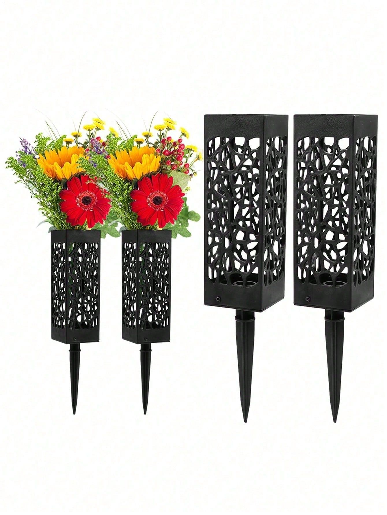 2Pcs Memorial Flower Stand Grave Vases - Weather-Resistant Cemetery Flower