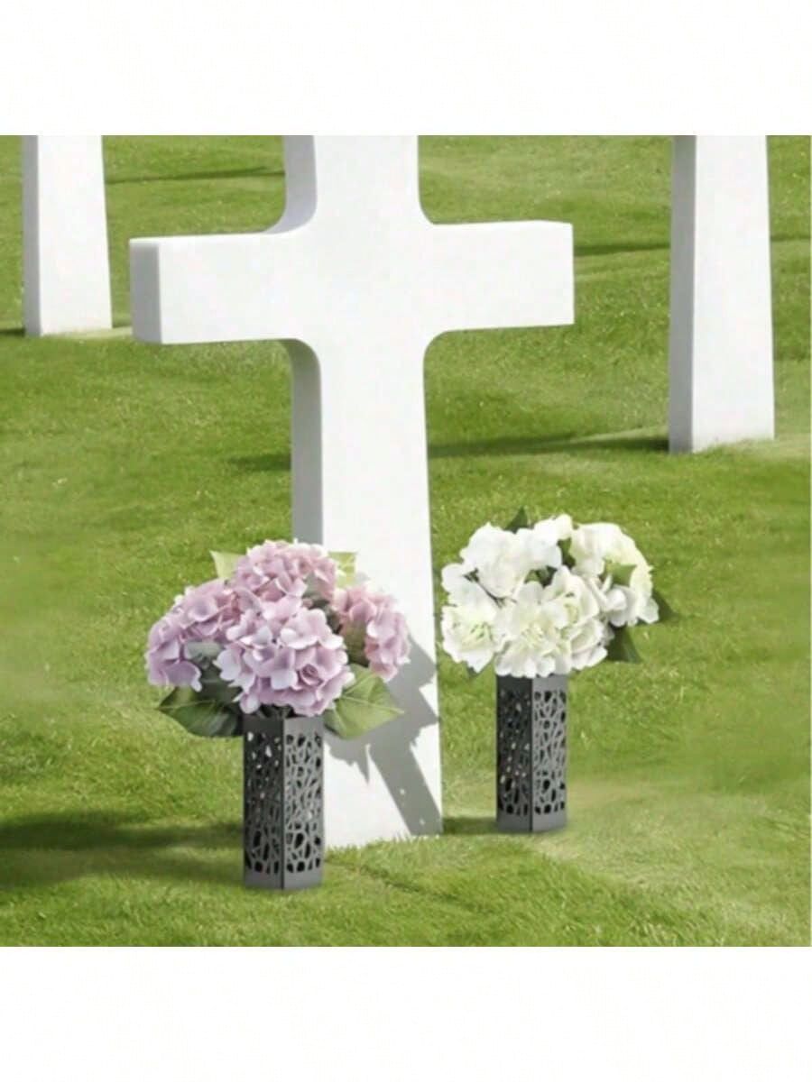 2Pcs Memorial Flower Stand Grave Vases - Weather-Resistant Cemetery Flower view 3