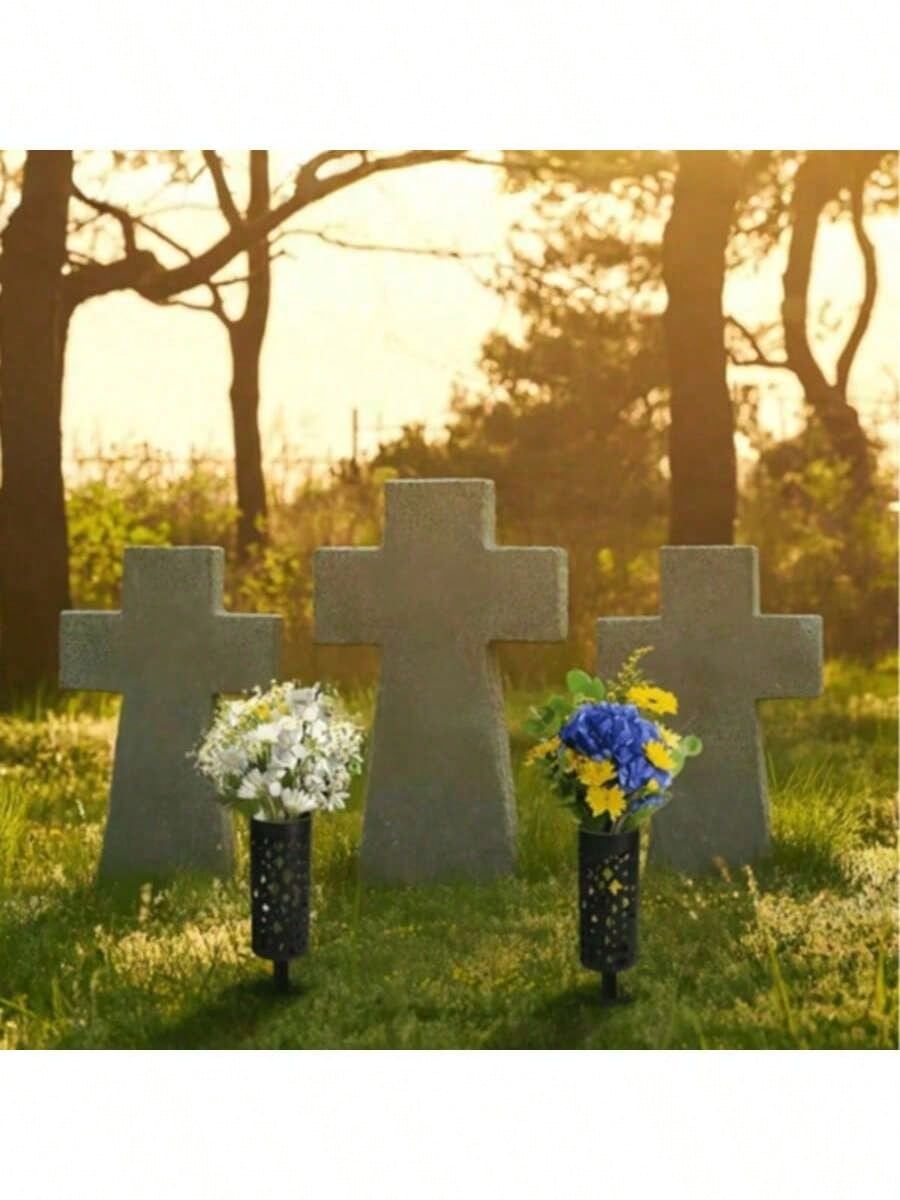 2Pcs Memorial Flower Stand Grave Vases - Weather-Resistant Cemetery Flower view 4