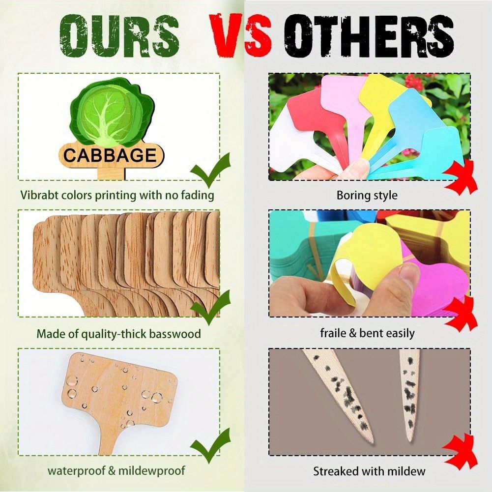 15Pcs Wooden Plant Labels Set - 15 Unique Styles For Garden Organization view 5